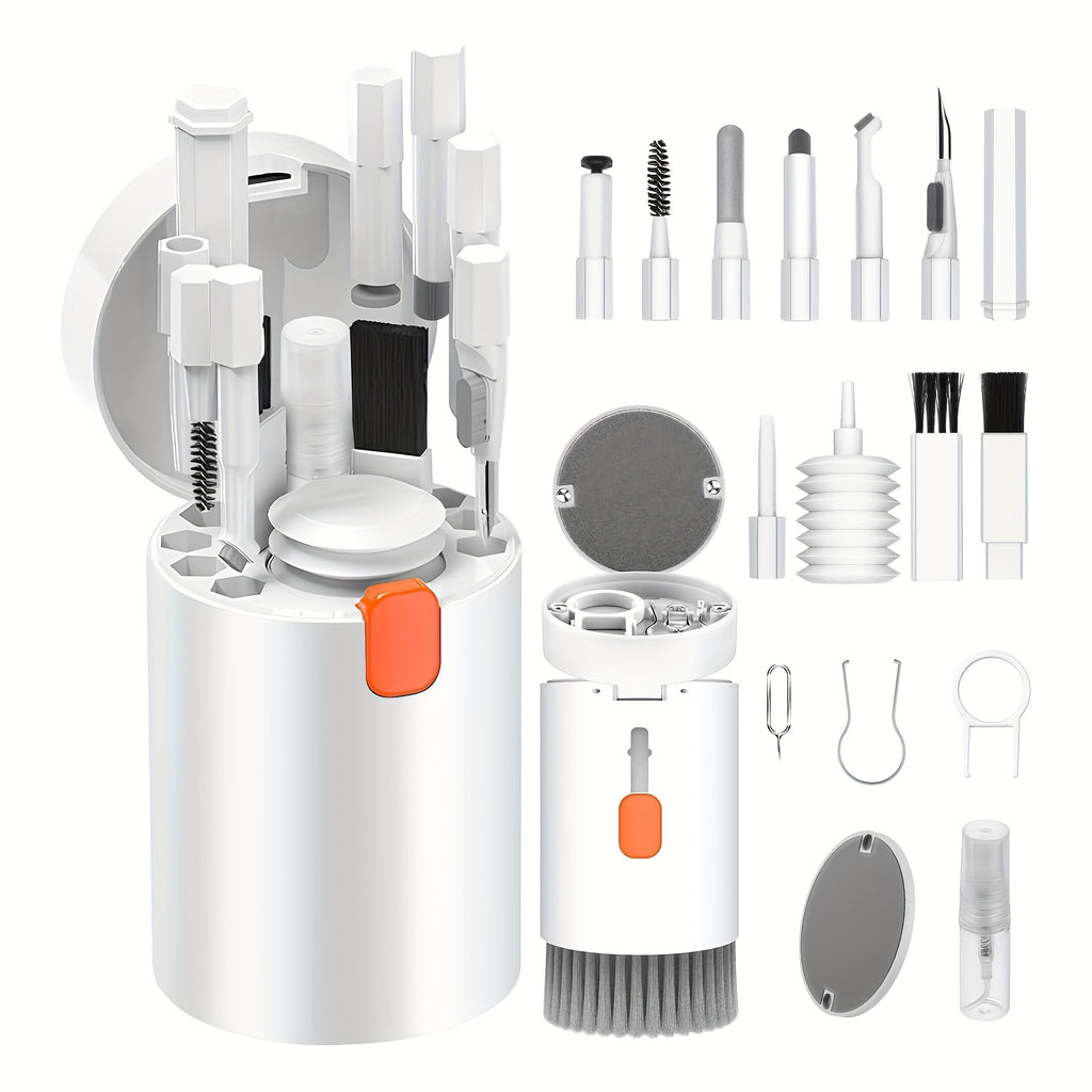 20-in-1 Multifunctional Dust Remover and Cleaner Kit for Keyboards, Electronics, and Mobile Phones - Includes Soft Brush, Cleaning Pen, Wipe Cloth Set, Suitable for Computers, Tablets, Pianos - Plastic Materia